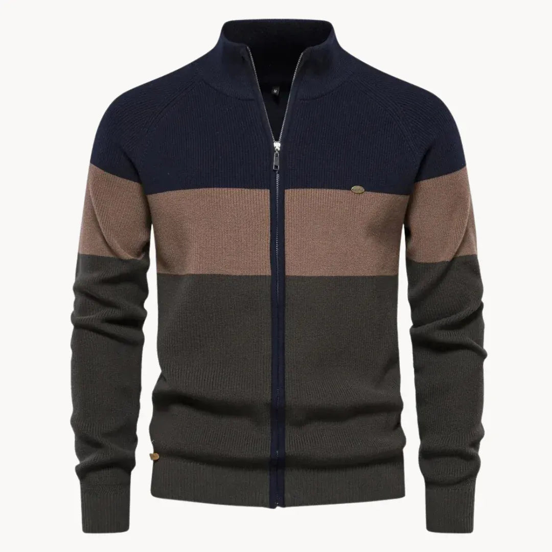 Carlo | Cardigan Zip Tricolore Moderno