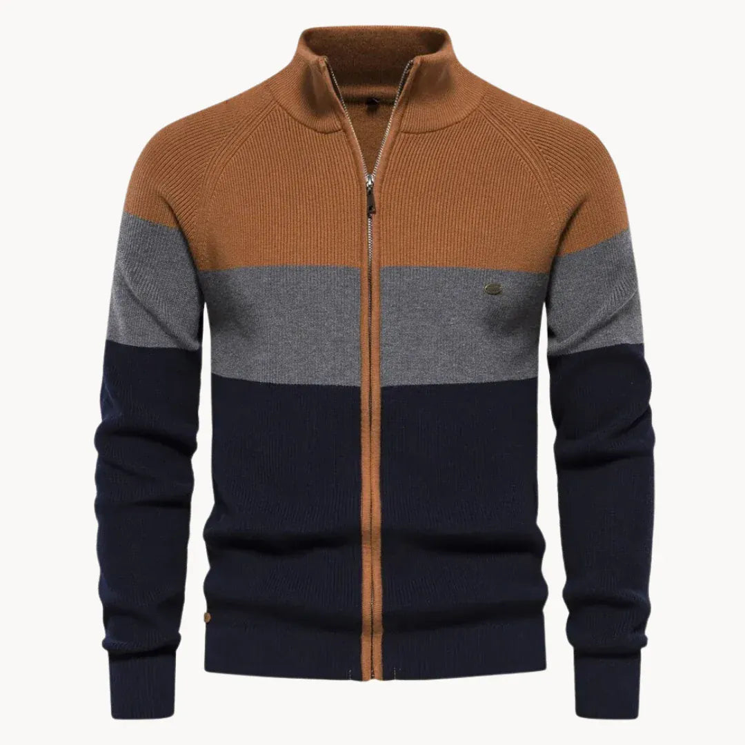 Carlo | Cardigan Zip Tricolore Moderno