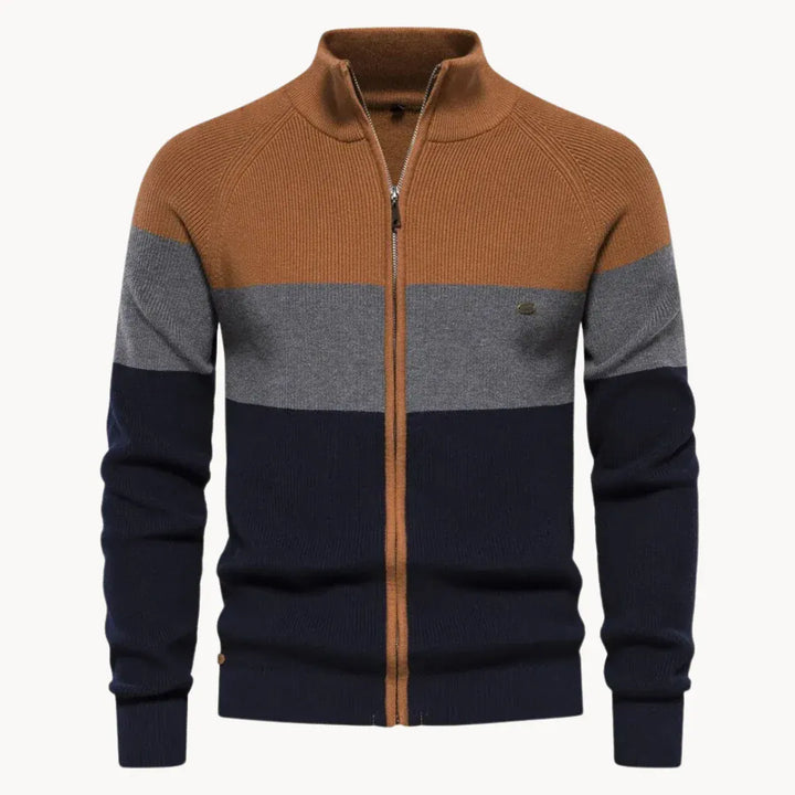Carlo | Cardigan Zip Tricolore Moderno