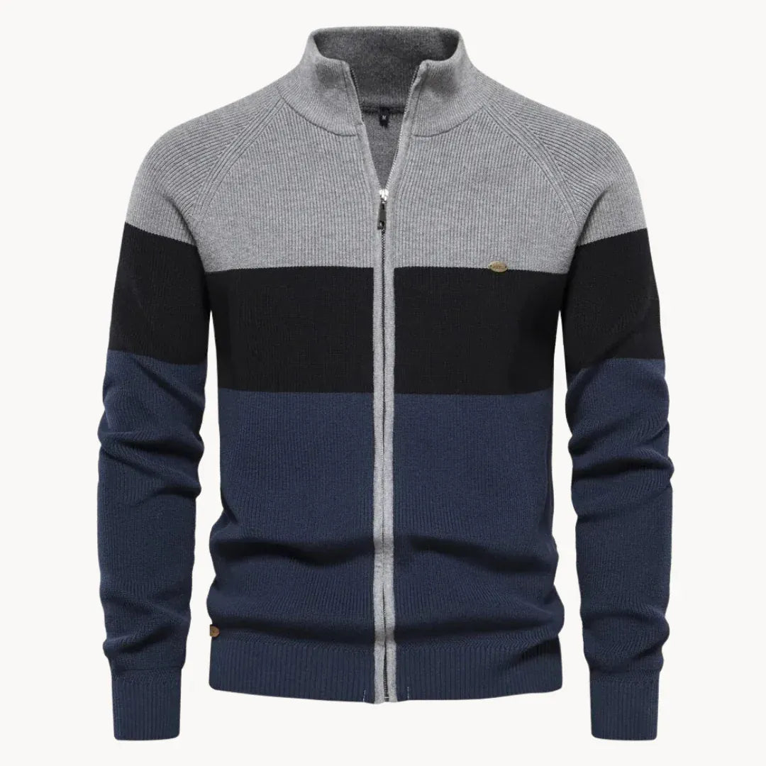 Carlo | Cardigan Zip Tricolore Moderno