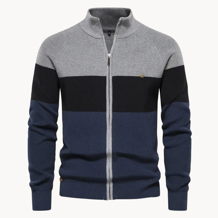 Carlo | Cardigan Zip Tricolore Moderno