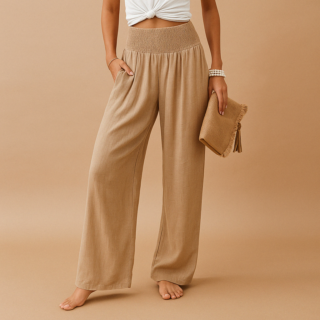 Paola | Pantaloni Lino Vita Elastica
