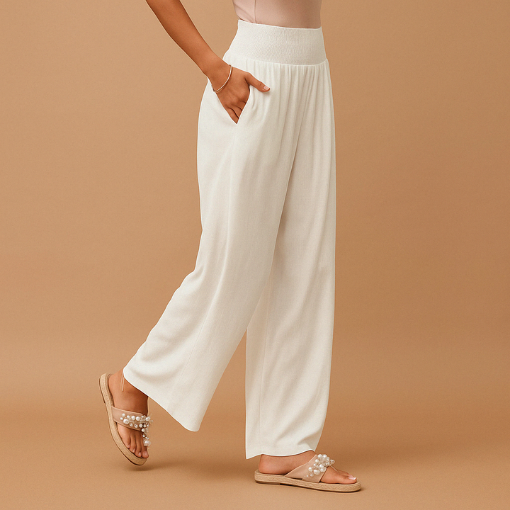 Paola | Pantaloni Lino Vita Elastica