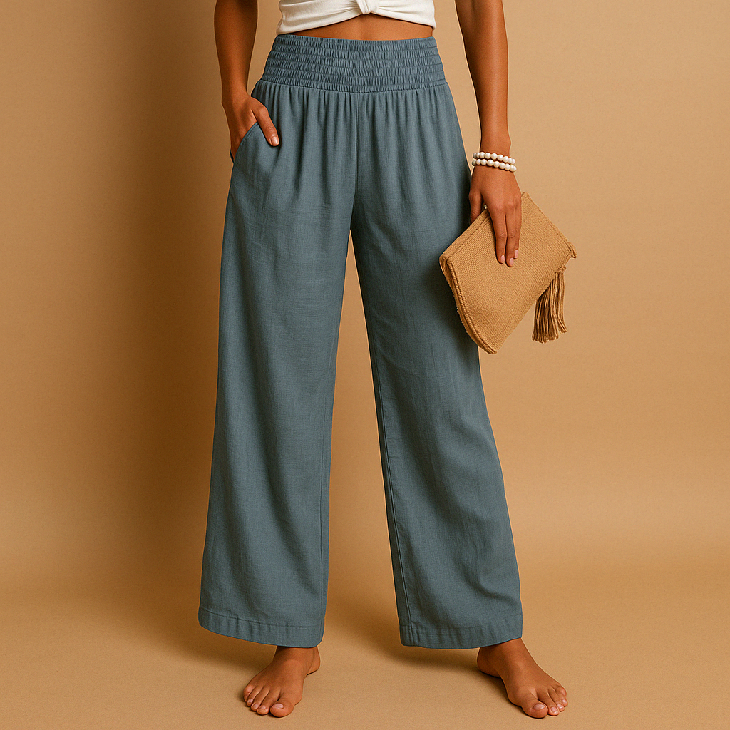 Paola | Pantaloni Lino Vita Elastica