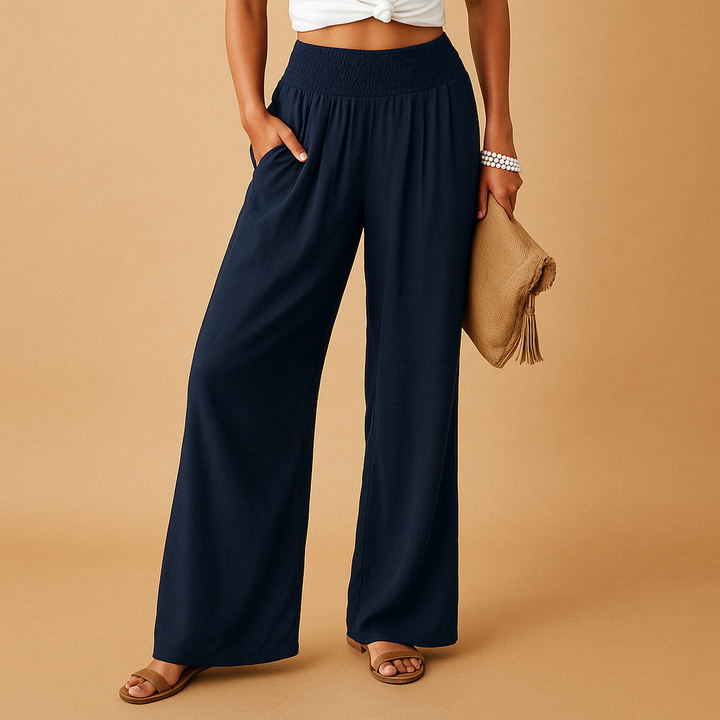 Paola | Pantaloni Lino Vita Elastica