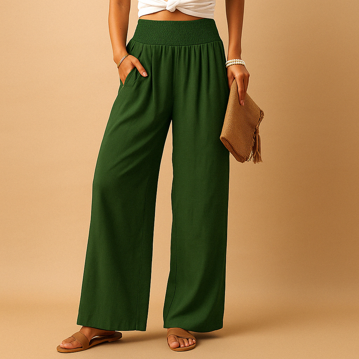Paola | Pantaloni Lino Vita Elastica
