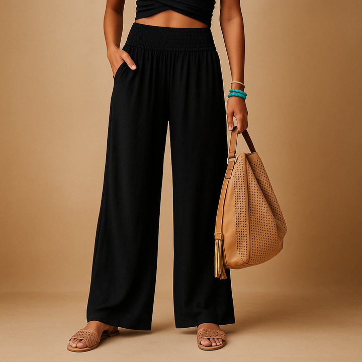 Paola | Pantaloni Lino Vita Elastica