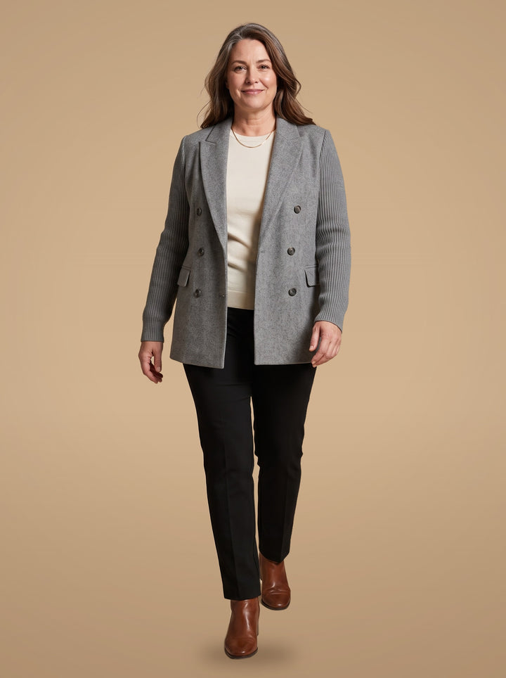 Carla | Blazer Elegante con Maniche in Maglia - Grigio