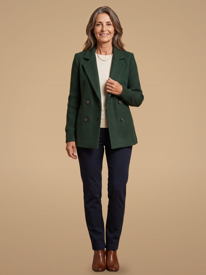Carla | Blazer Elegante con Maniche in Maglia - Verde