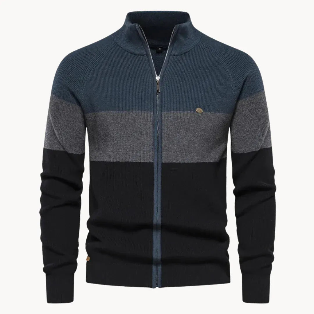 Carlo | Cardigan Zip Tricolore Moderno