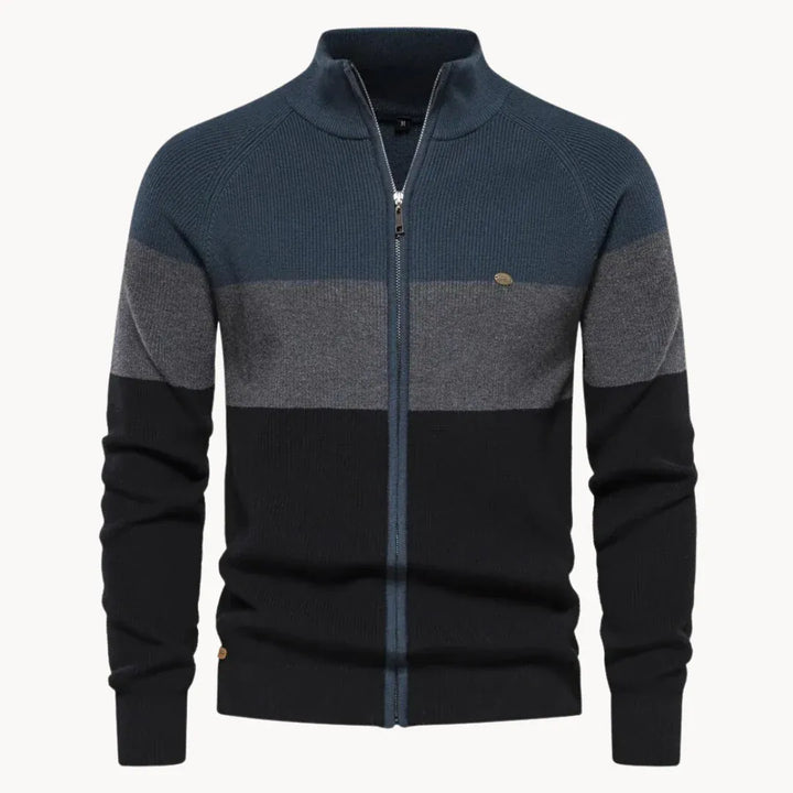 Carlo | Cardigan Zip Tricolore Moderno