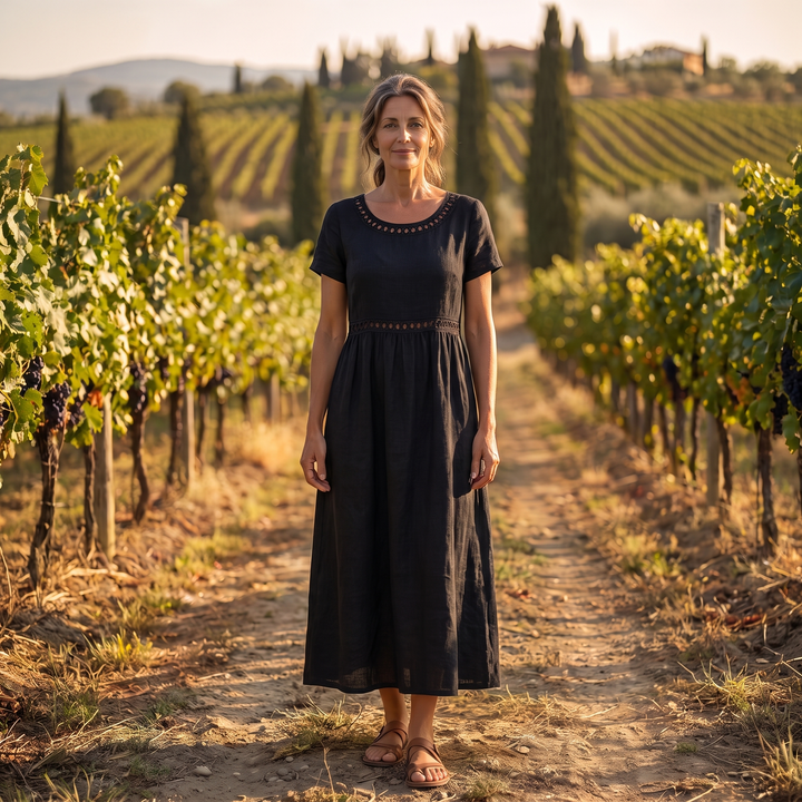 Livia | Abito Lino Ricamato