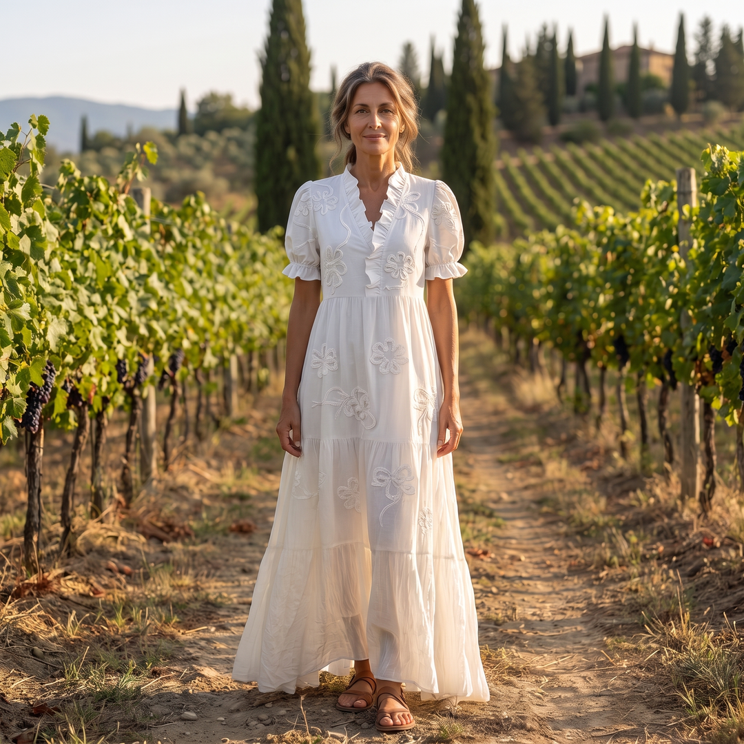 Letizia | Abito Ricamato con Volant