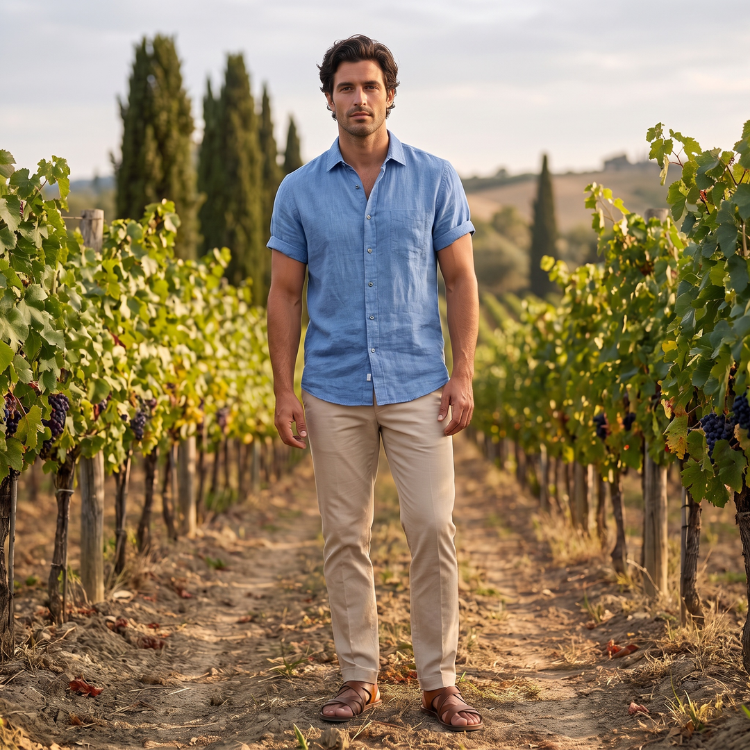 Pietro | Camicia Lino Maniche Corte