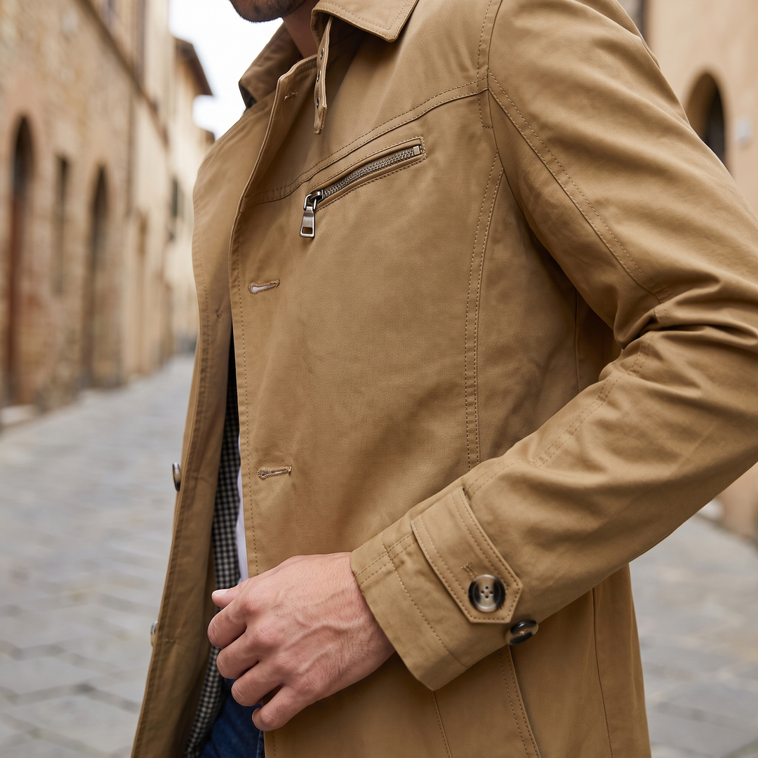 Edoardo | Trench Elegante Multitasche - Dettaglio tasche