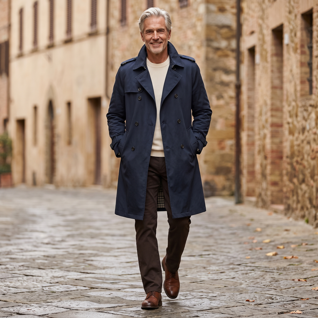 Edoardo | Trench Elegante Multitasche - Blu Scuro