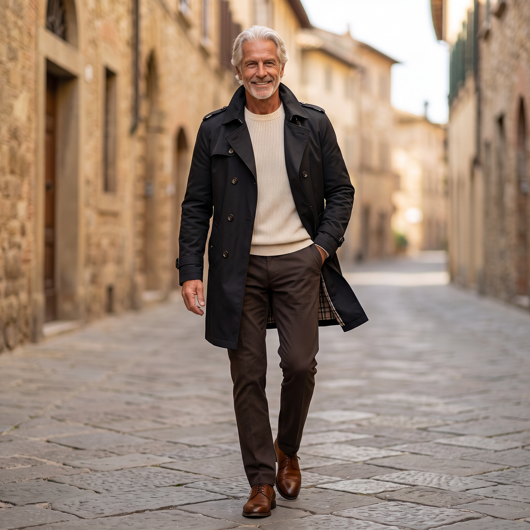 Edoardo | Trench Elegante Multitasche - Nero