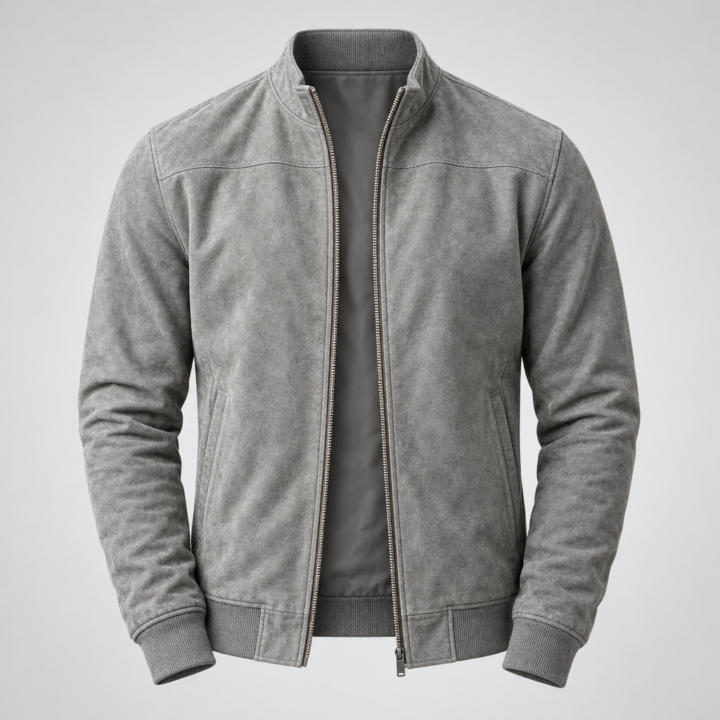 Clemente | Giubbotto Bomber in Effetto Scamosciato - Grigio