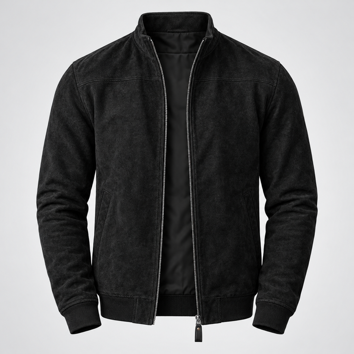 Clemente | Giubbotto Bomber in Effetto Scamosciato - Nero