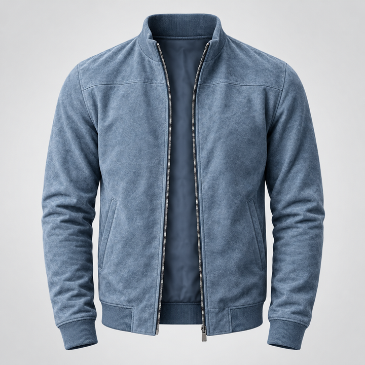 Clemente | Giubbotto Bomber in Effetto Scamosciato - Azzurro