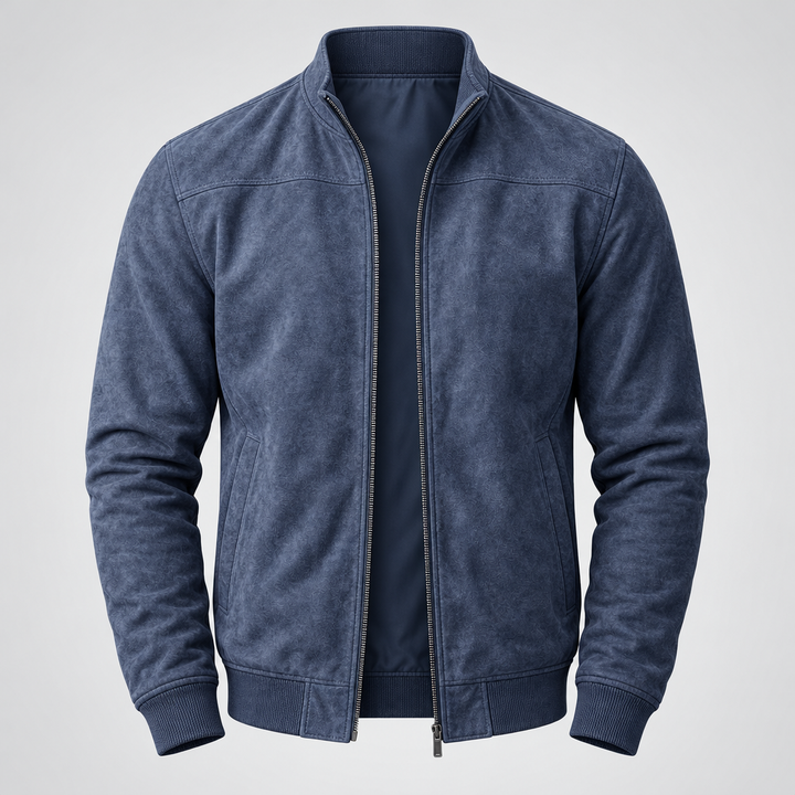 Clemente | Giubbotto Bomber in Effetto Scamosciato - Blu Scuro