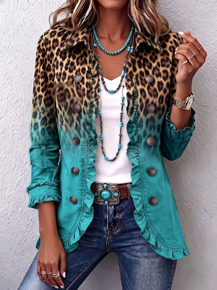 Chiara | Blazer Leopardato Turchese Elegante