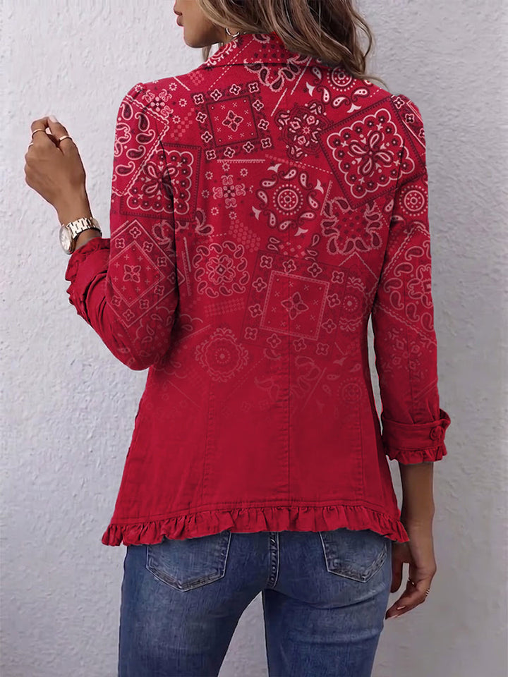 Caterina | Giacca Bohème Paisley Sfumata Rossa