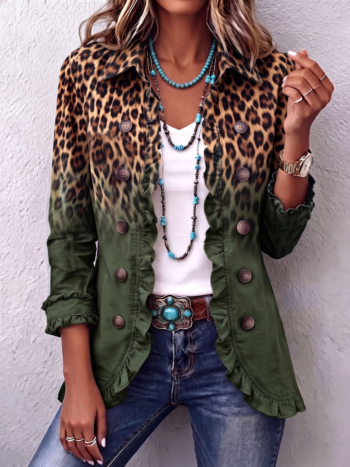 Chiara | Blazer Leopardato Turchese Elegante